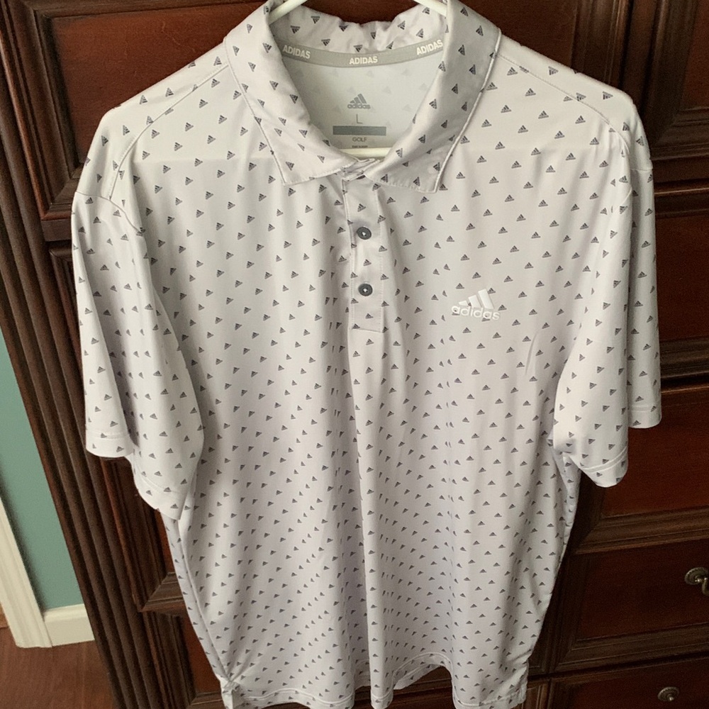 Adidas Men's Polo with Gray Triangle Pattern